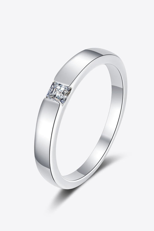 .3 Carat Inlaid Moissanite Rhodium-Plated Ring