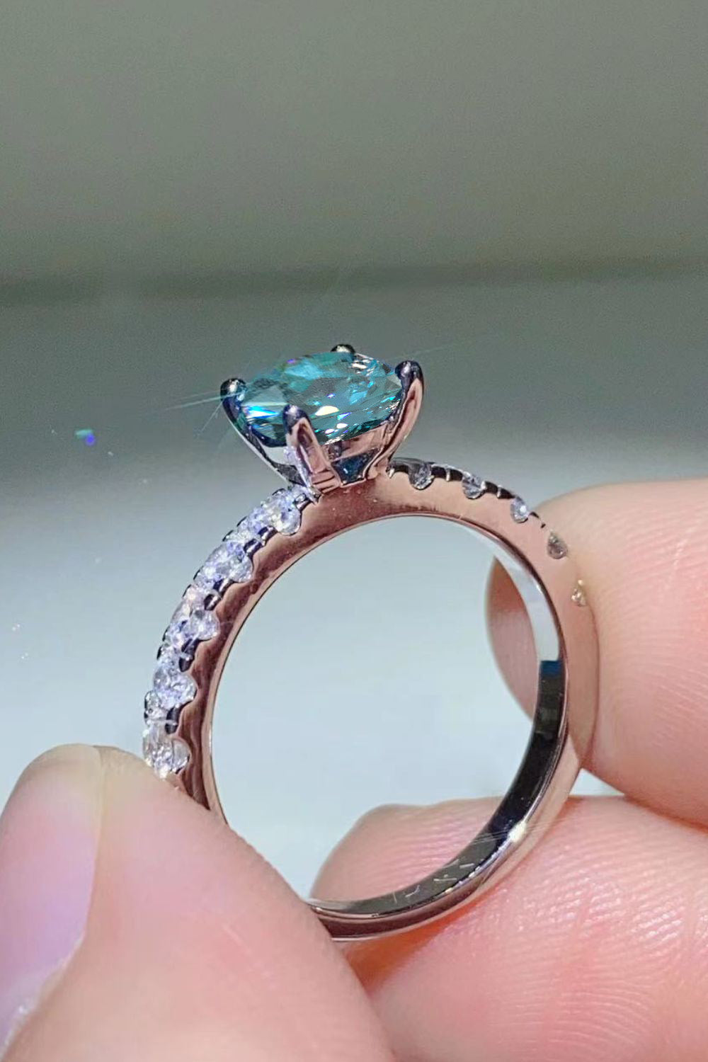 1 Carat Future Style Moissanite Side Stone Ring