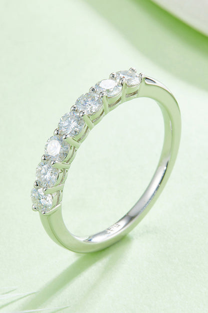 .7 Carat Moissanite Platinum-Plated Half-Eternity Ring