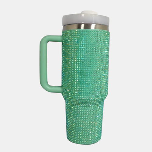 Rhinestone Stainless Steel Tumbler with Straw - 40oz