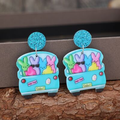 Acrylic Alloy Car Shape Dangle Earrings