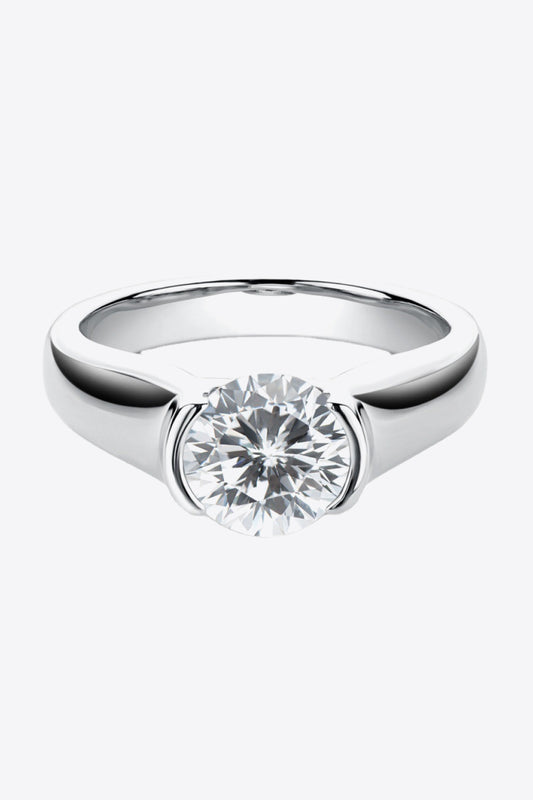 2 Carat Moissanite Looking Good Platinum-Plated Ring