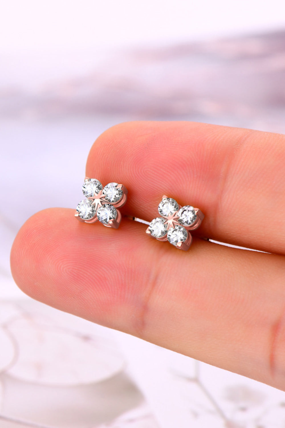 .8 Carat Moissanite 925 Sterling Silver Four-Leaf Clover Shape Earrings