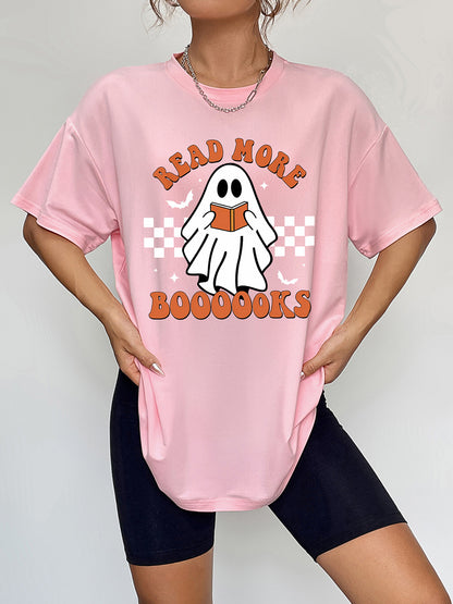 Round Neck Short Sleeve Ghost Graphic T-Shirt