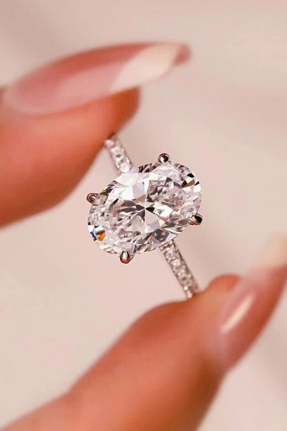 2 Carat Platinum-Plated Side Stone Moissanite Ring