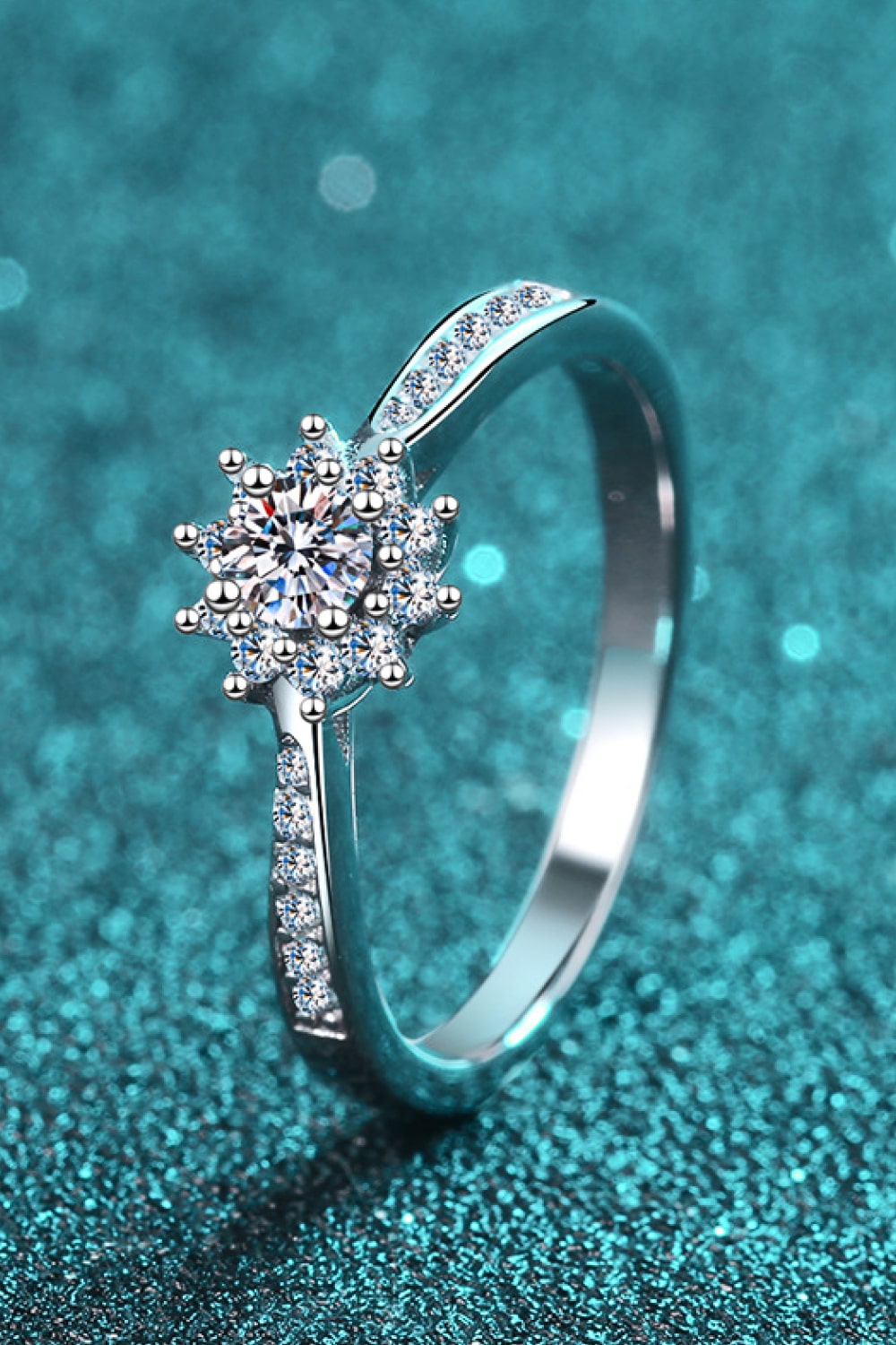 .2 Carat Moissanite Rhodium-Plated Snowflake Ring