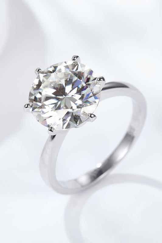 5 Carat Platinum-Plated Moissanite Solitaire Ring