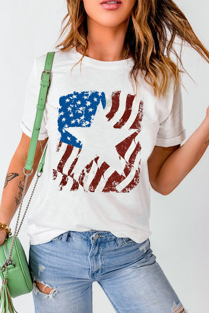 US Flag Graphic Round Neck Tee