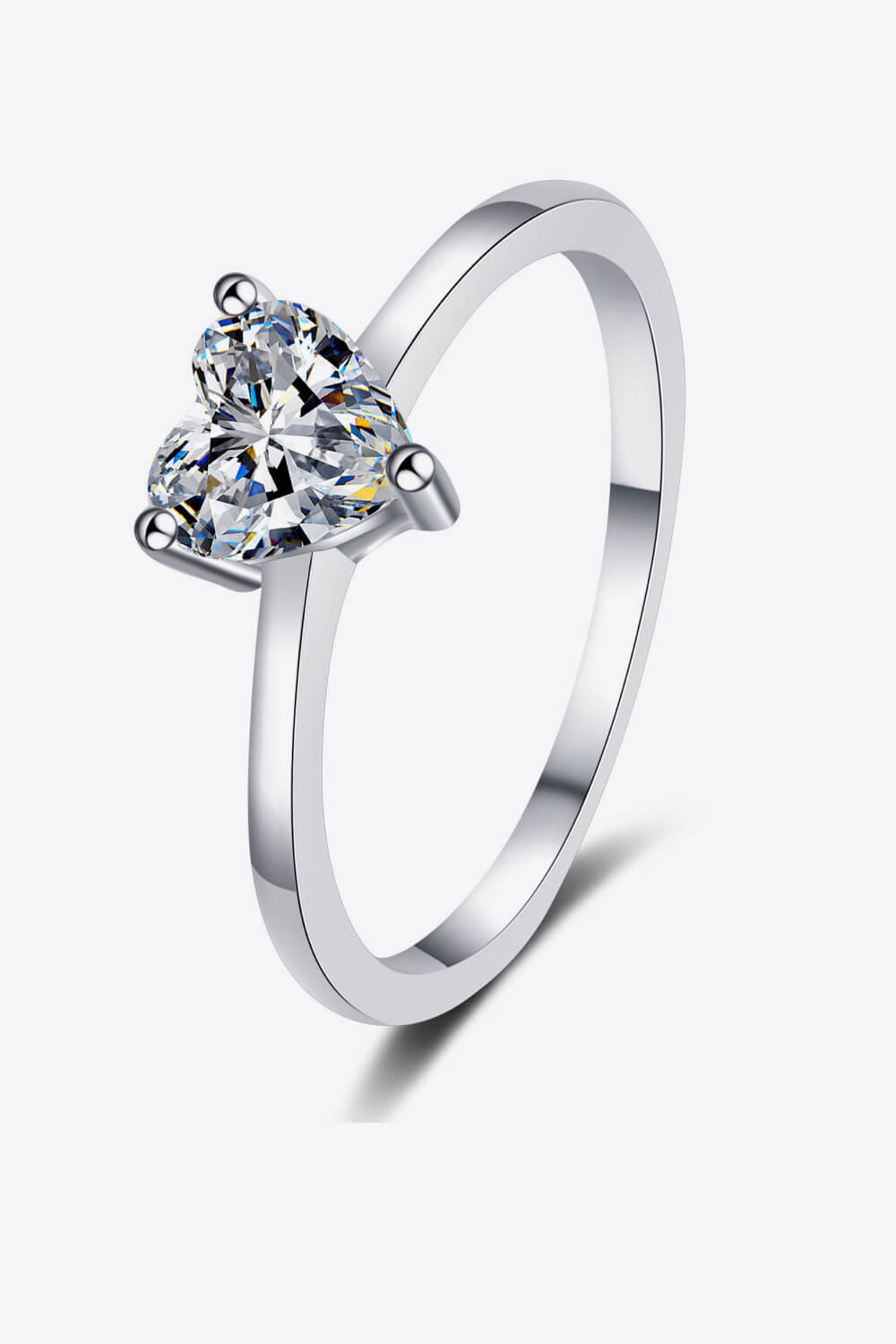 .5 Carat 925 Sterling Silver Heart-Shaped Moissanite Solitaire Ring