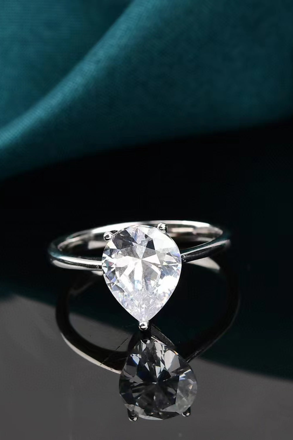 2 Carat Classic Teardrop Moissanite Ring