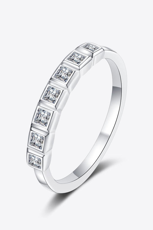 .56 Carat Moissanite Rhodium-Plated Half-Eternity Ring