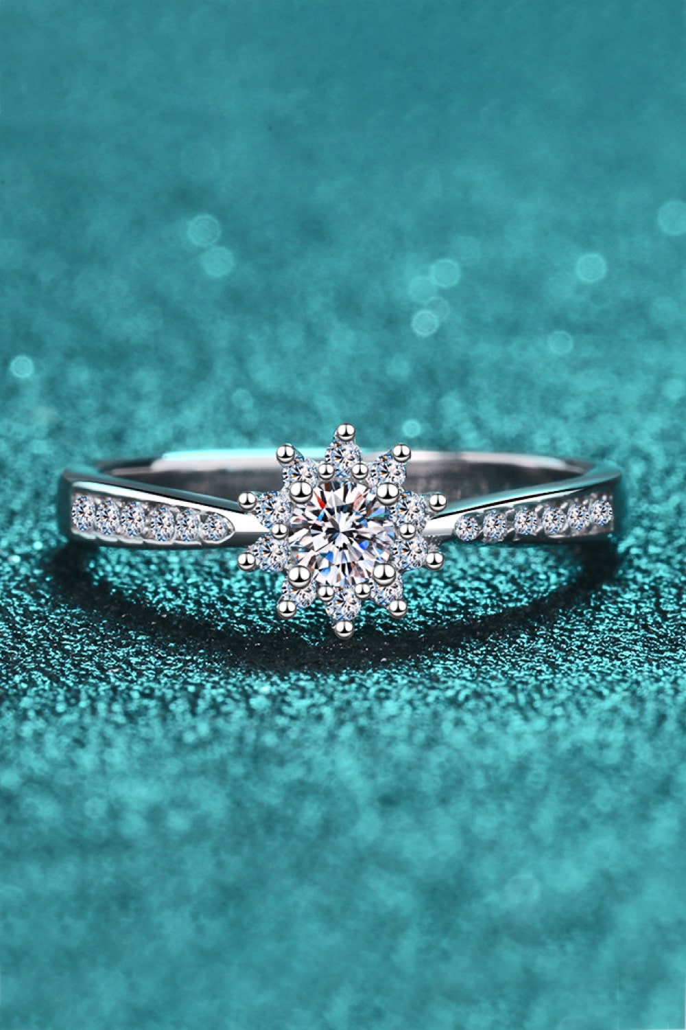 .2 Carat Moissanite Rhodium-Plated Snowflake Ring