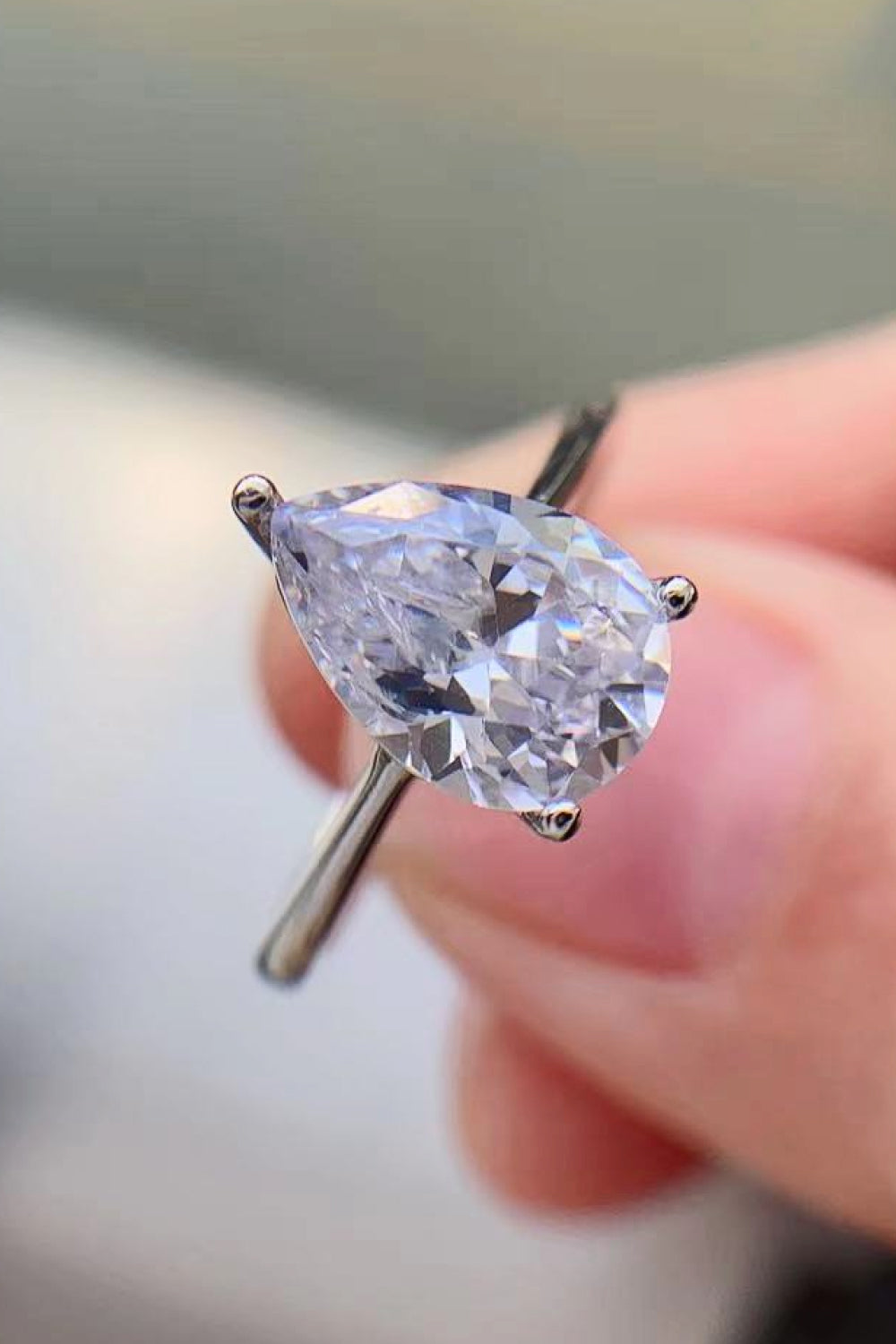 2 Carat Classic Teardrop Moissanite Ring