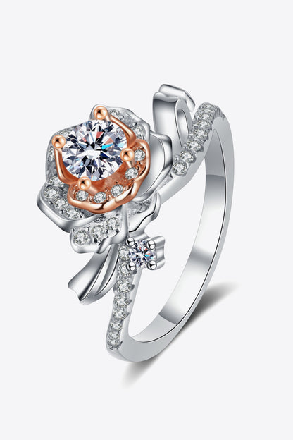 .5 Carat 925 Sterling Silver Rose-Shaped Moissanite Ring