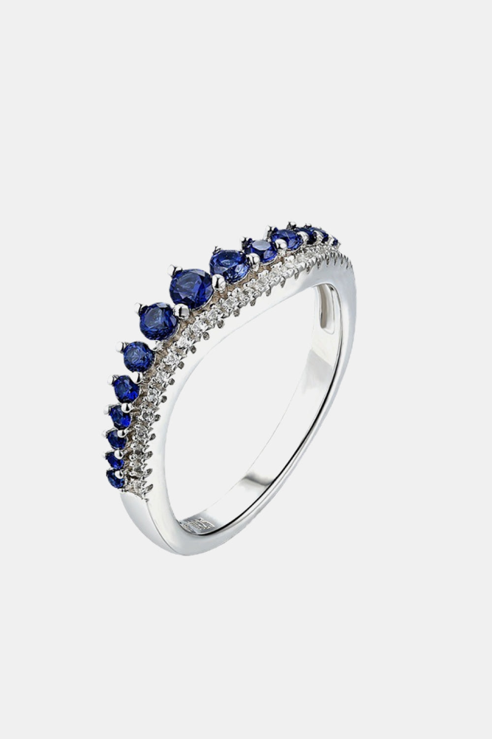 .098 Carat Lab-Grown Sapphire 925 Sterling Silver Rings