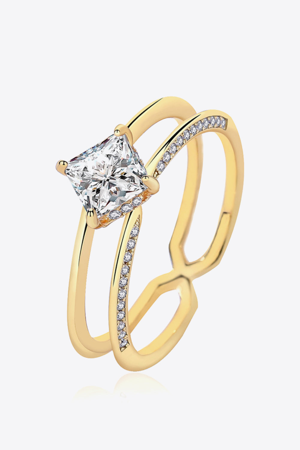 .5 Carat Moissanite 18K Gold-Plated Double-Layered Ring