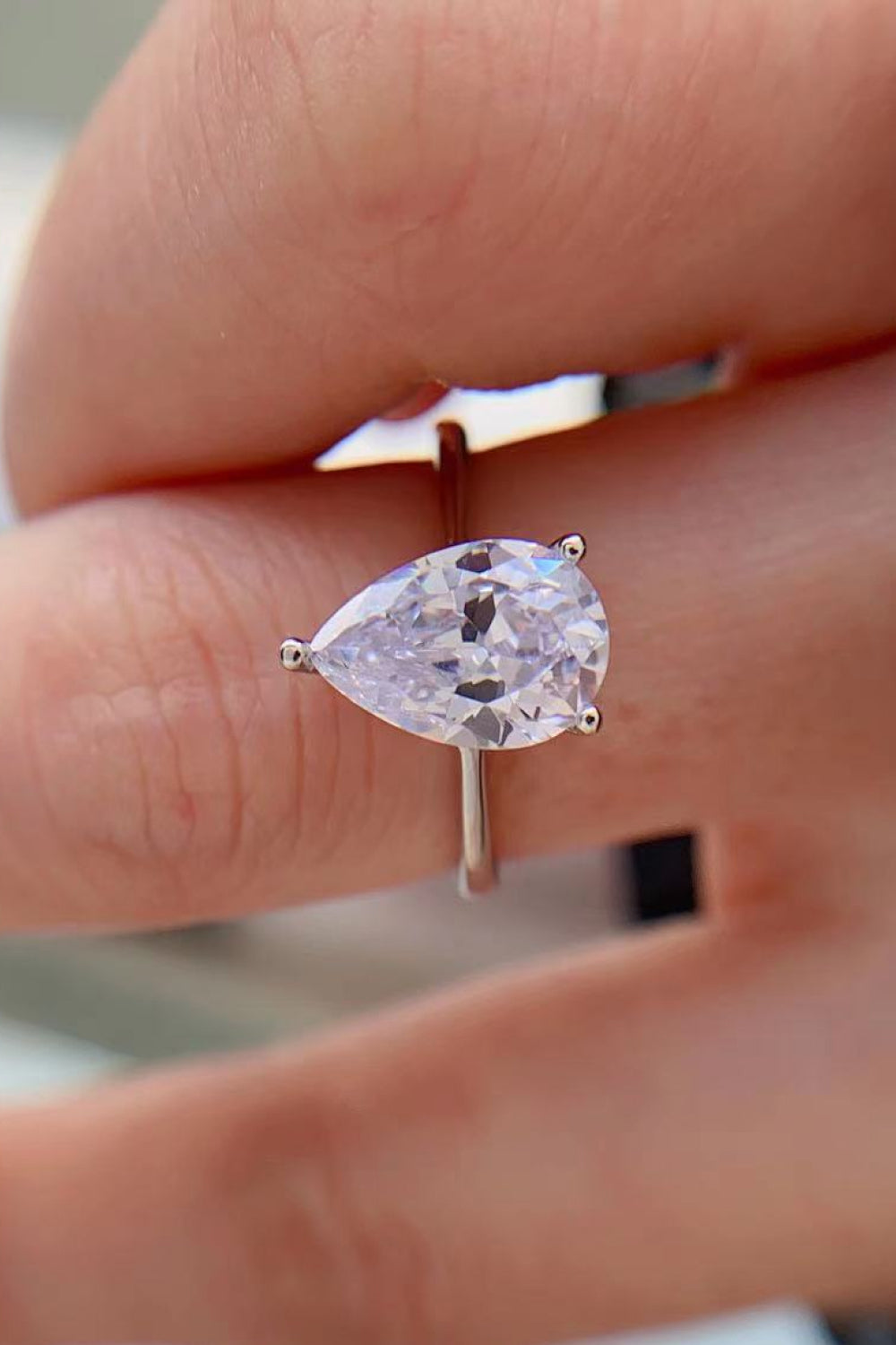 2 Carat Classic Teardrop Moissanite Ring