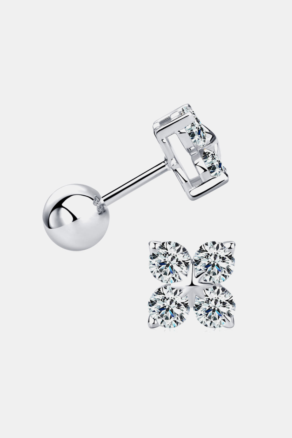 .8 Carat Moissanite 925 Sterling Silver Four-Leaf Clover Shape Earrings