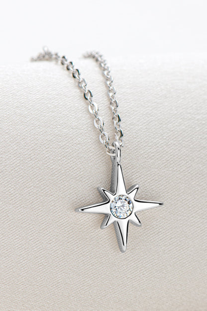 .2 Carat Moissanite North Star Pendant 925 Sterling Silver Necklace