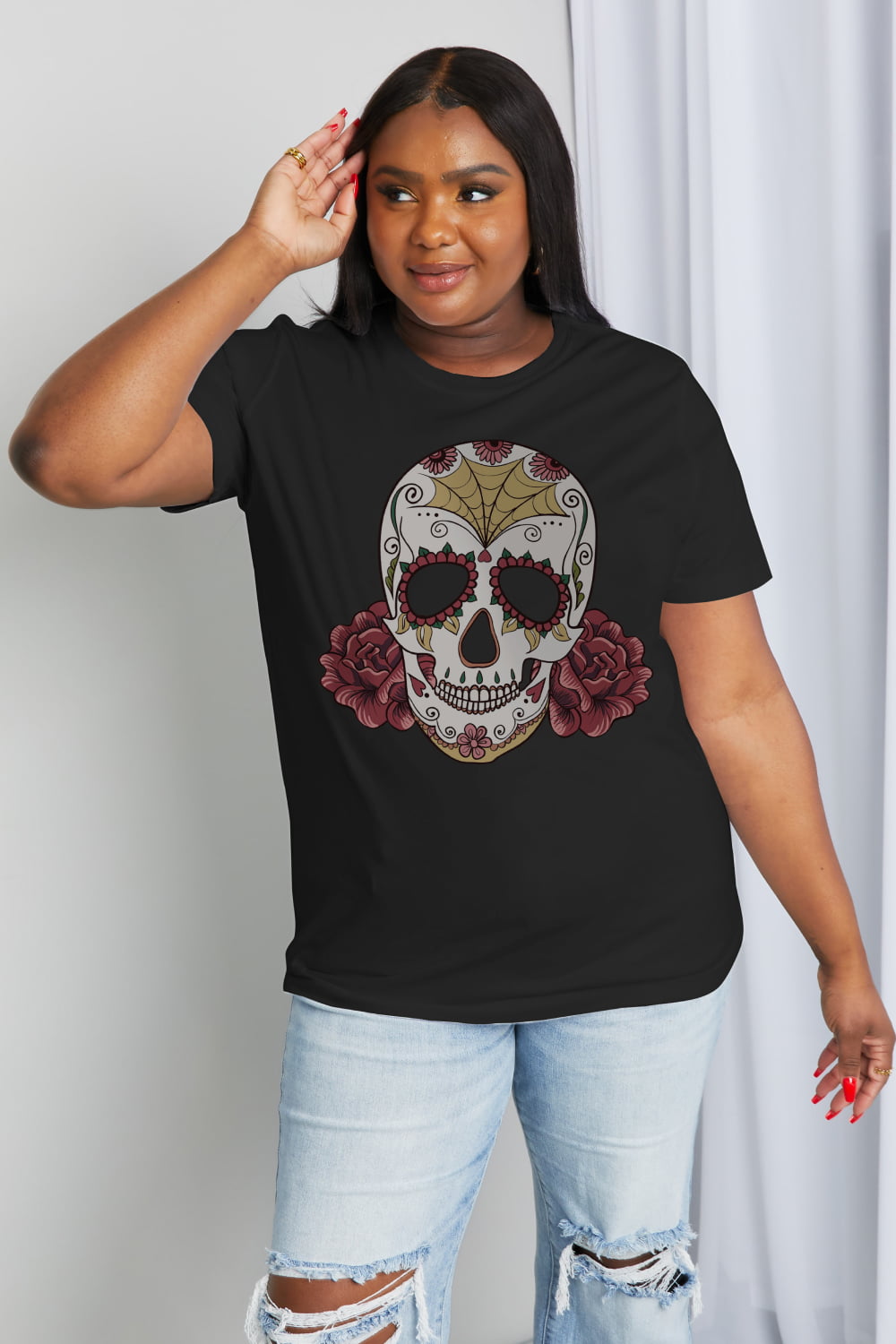 Simply Love Full Size Skull Graphic Cotton Tee