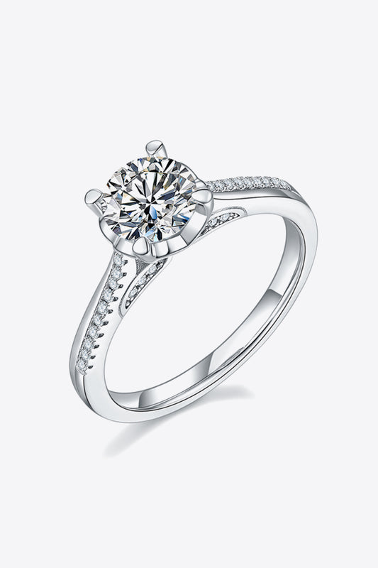 1 Carat Adored Moissanite 925 Sterling Silver Side Stone Ring